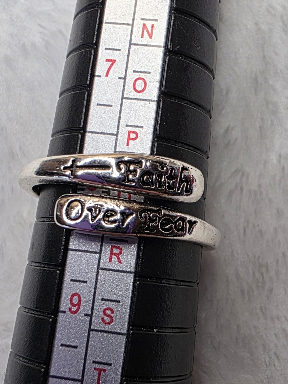 Faith Over Fear 925 Sterling Silver  Adjustable Ring